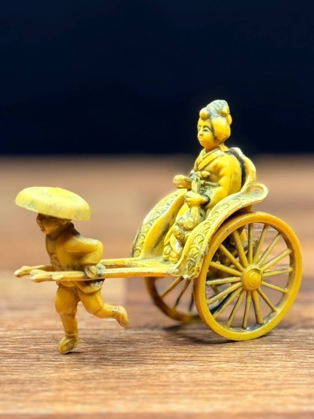 Asian Man Pulling Geisha on Rickshaw Figurine